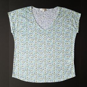 Orvis Print V-Neck Cap Sleeve Tee T-Shirt Size L